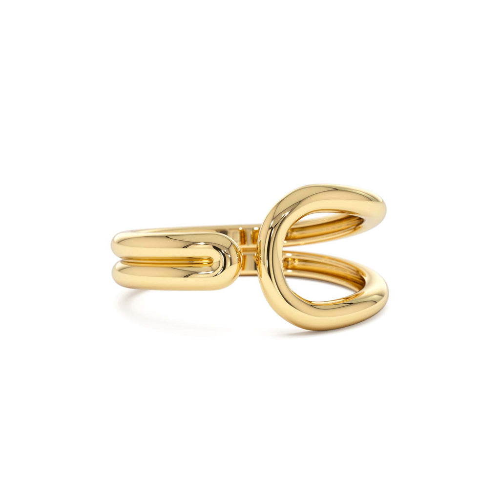 Modern Minimalist Statement Ring in 14K Gold — view 1
