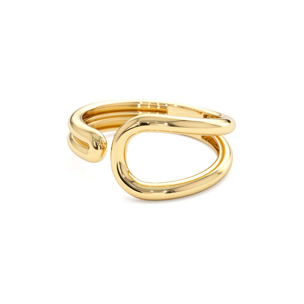 Modern Minimalist Statement Ring in 14K Gold — view 2