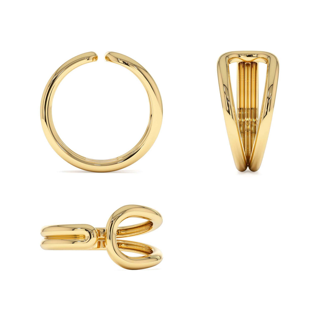 Modern Minimalist Statement Ring in 14K Gold — view 3
