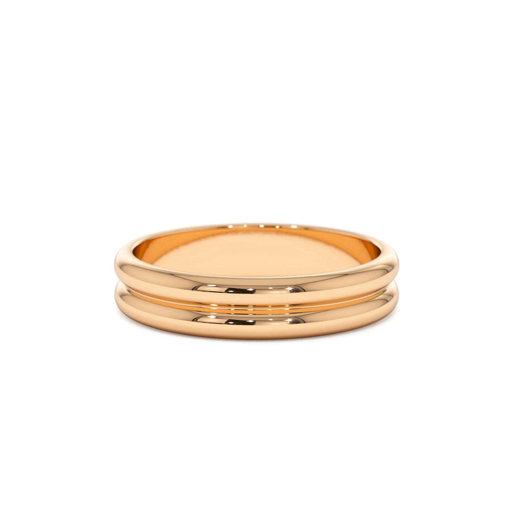 Double Dome Band Wedding Ring in 14K Gold — view 5