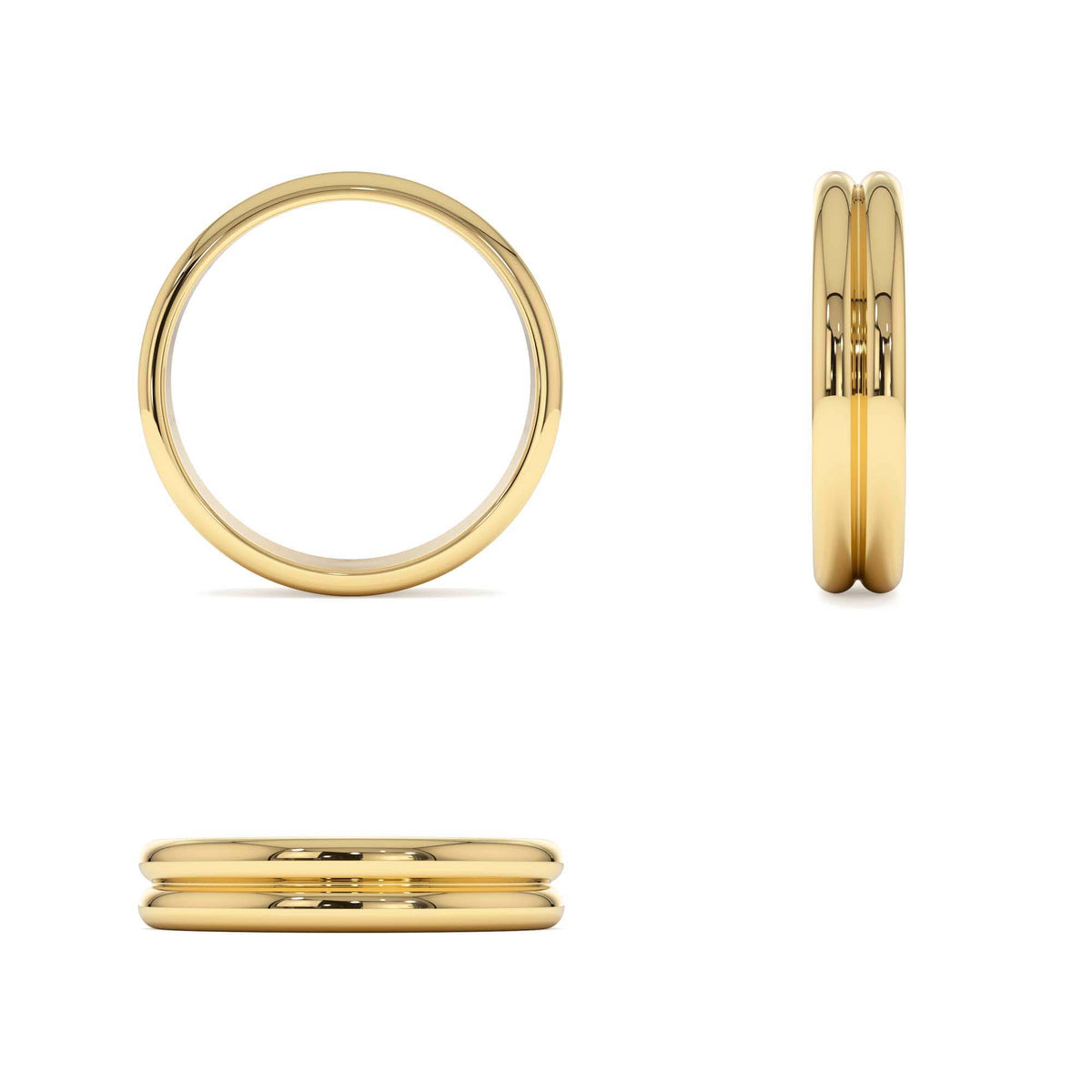 Double Dome Band Wedding Ring in 14K Gold — view 3