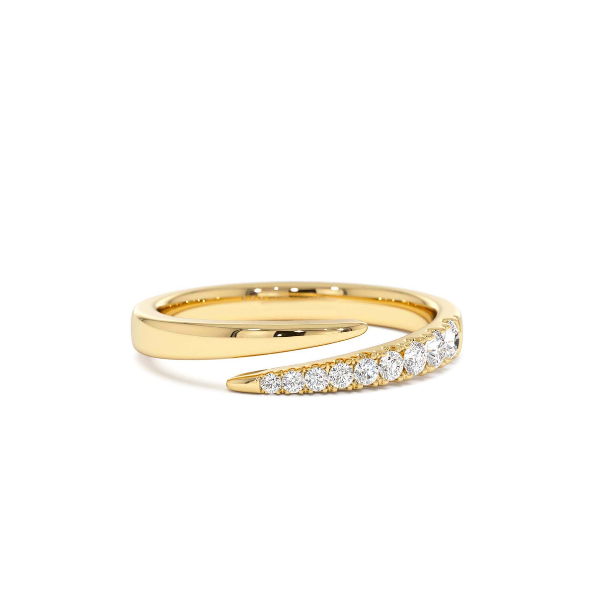 Diamond Wrap Crossover Ring in 14K Gold — view 1