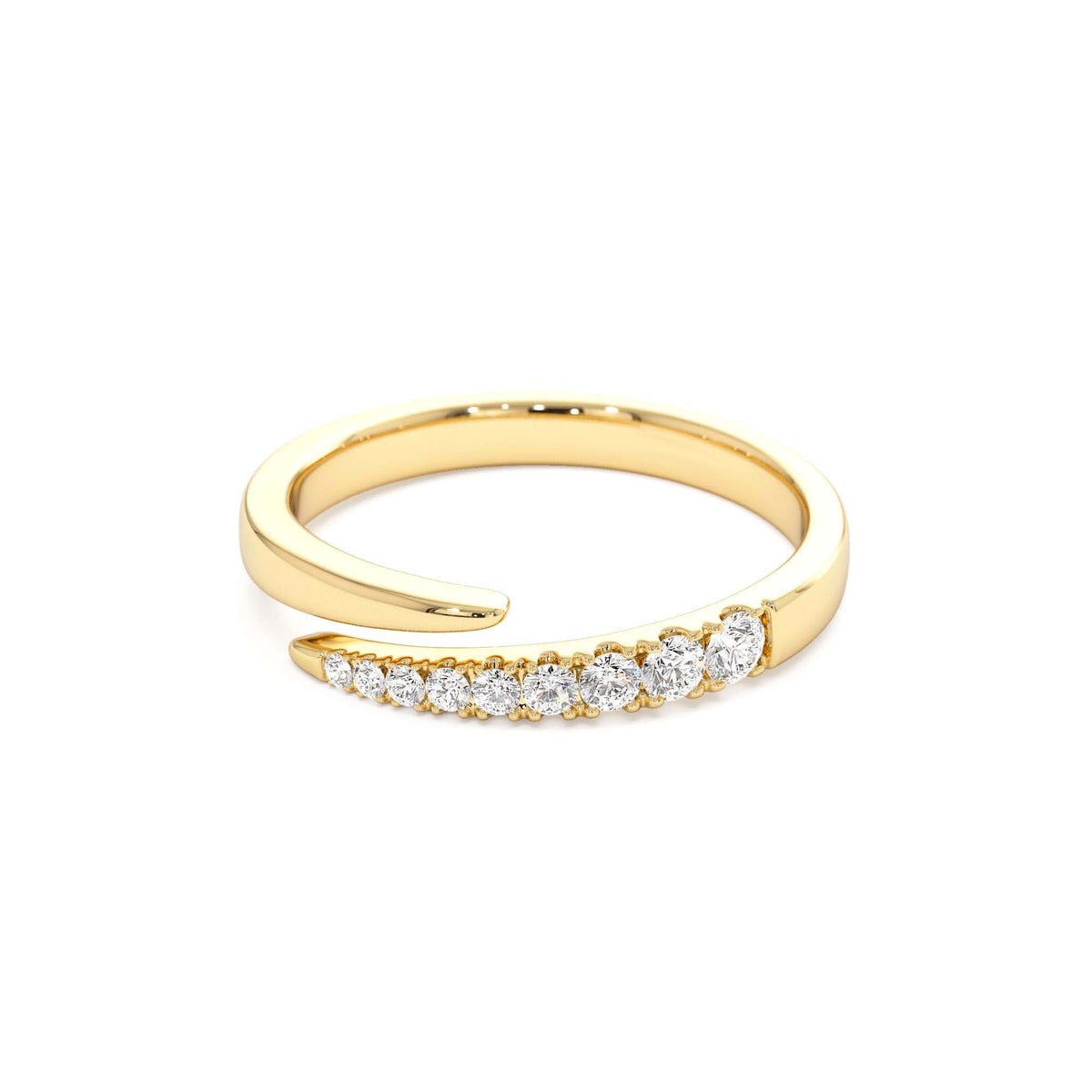 Diamond Wrap Crossover Ring in 14K Gold — view 2