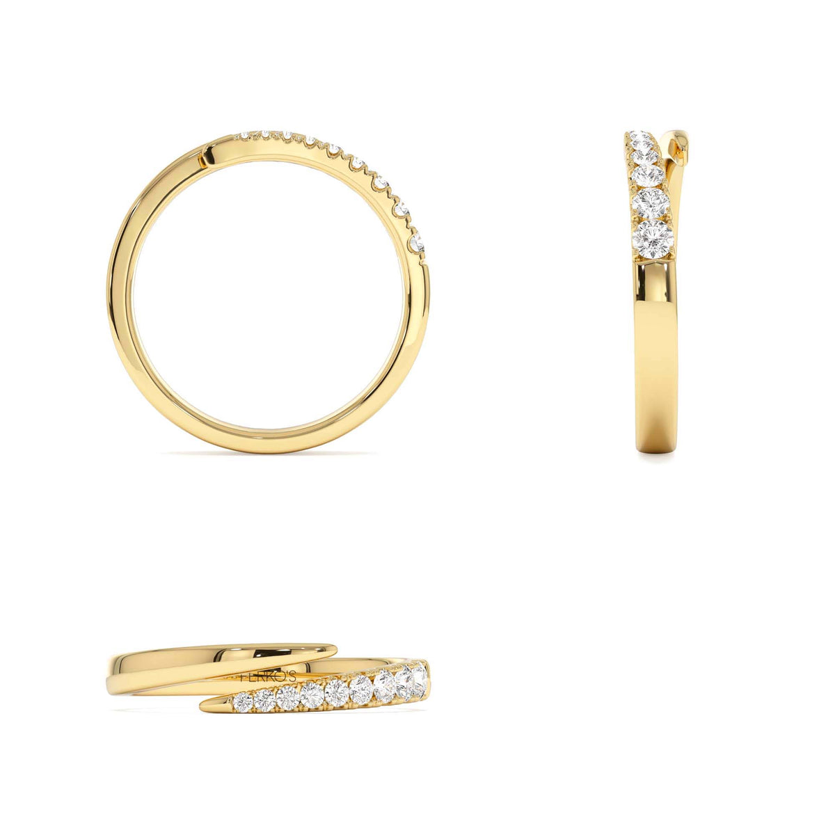 Diamond Wrap Crossover Ring in 14K Gold — view 3