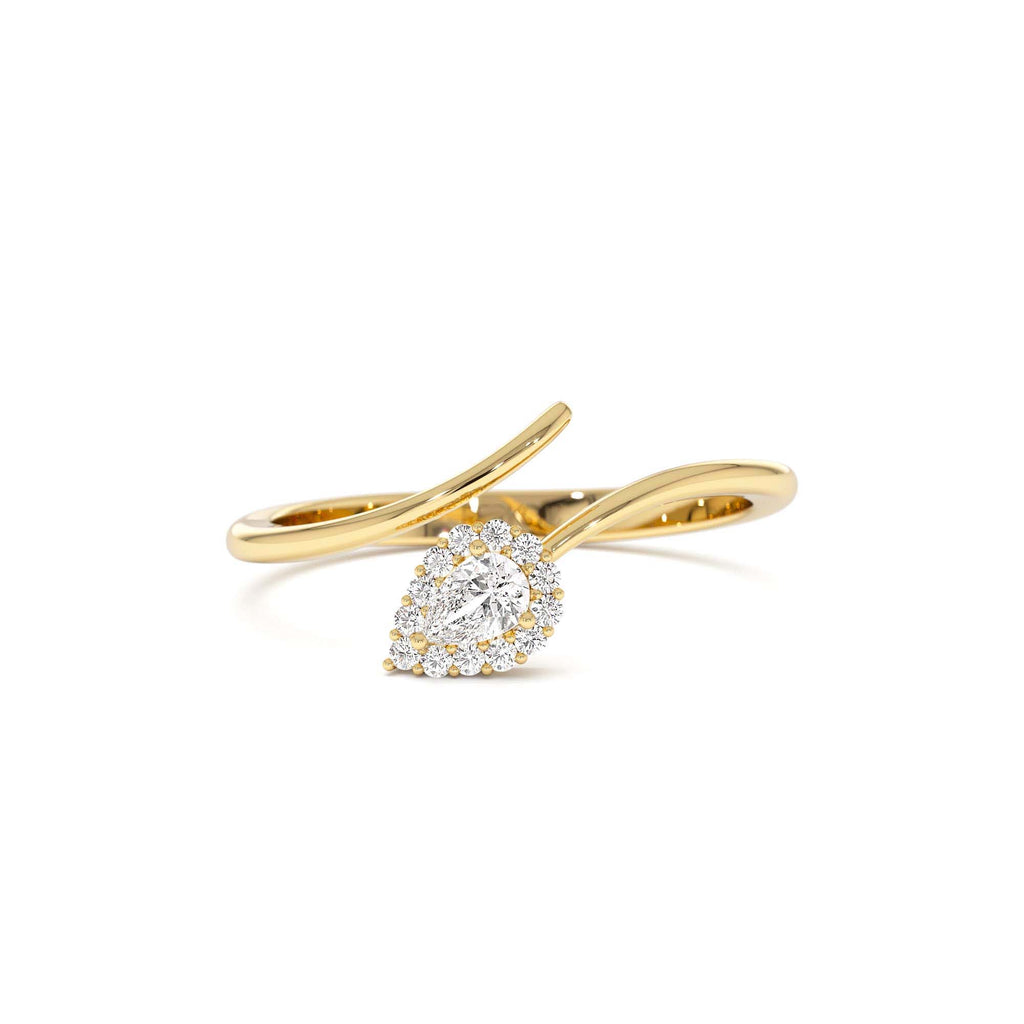 Pear-Shaped Diamond Wrap Ring in 14K Gold — view 1