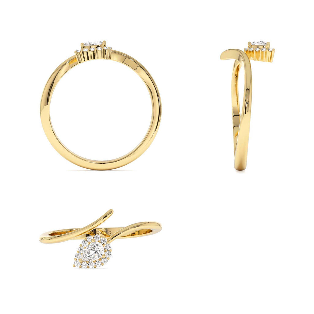 Pear-Shaped Diamond Wrap Ring in 14K Gold — view 3
