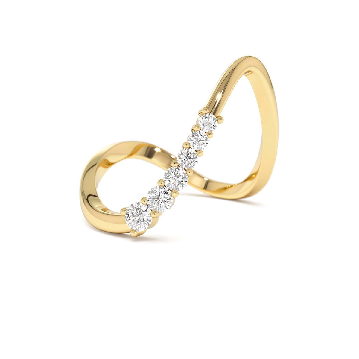 Open Twist Unique Diamond Ring in 14K Gold — view 1