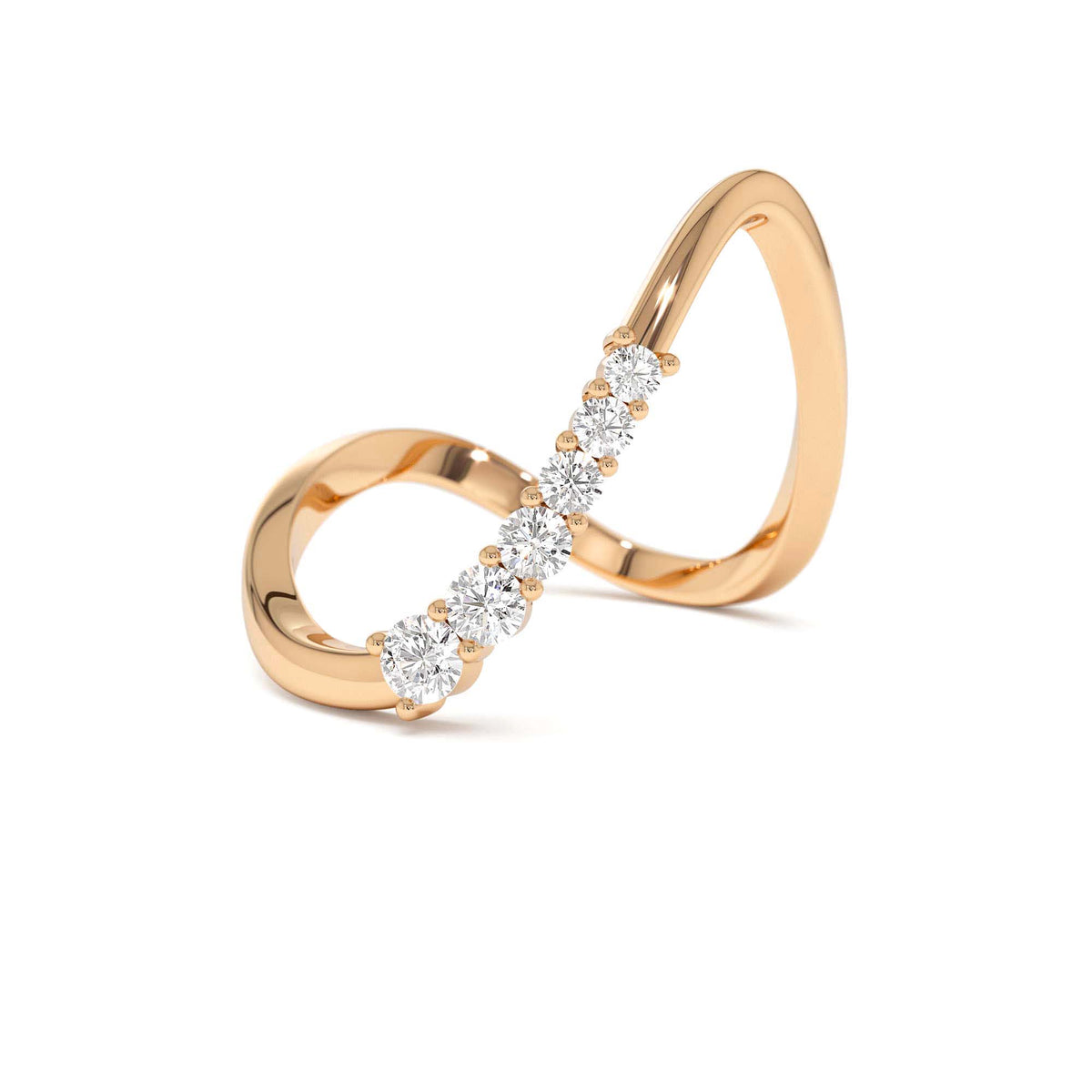 Open Twist Unique Diamond Ring in 14K Gold — view 5