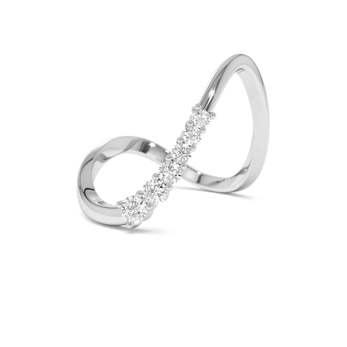 Open Twist Unique Diamond Ring in 14K Gold — view 4
