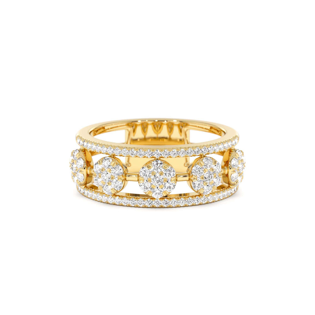 Circle Cluster Diamond Band Ring in 14K Gold — view 1