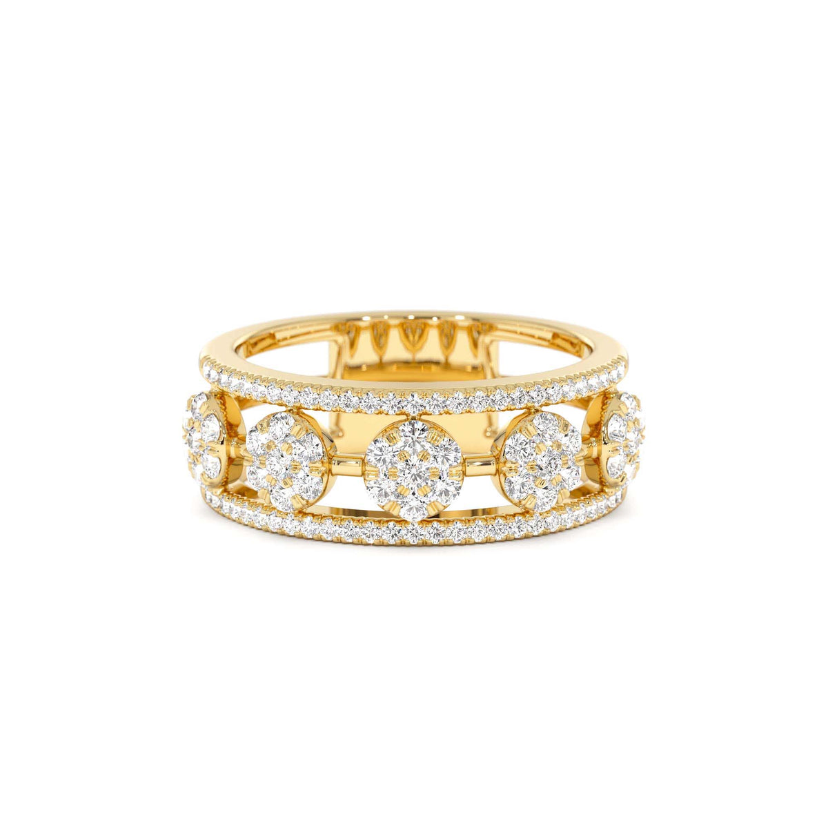 Circle Cluster Diamond Band Ring in 14K Gold — view 1