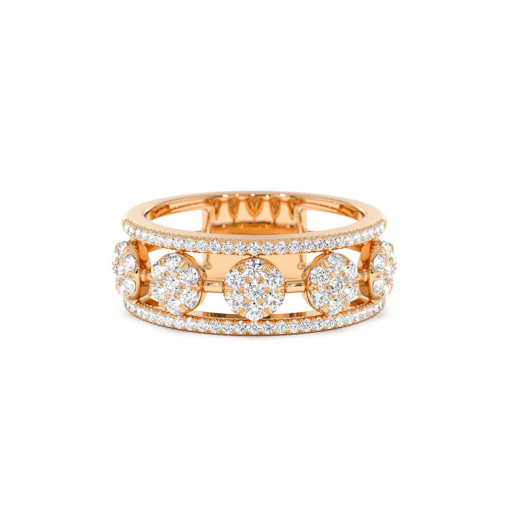 Circle Cluster Diamond Band Ring in 14K Gold — view 5