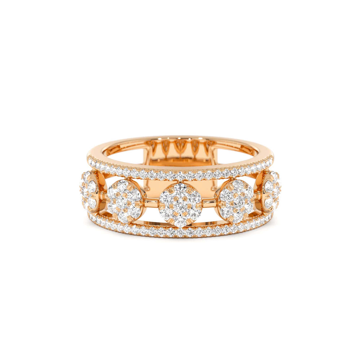 Circle Cluster Diamond Band Ring in 14K Gold — view 5