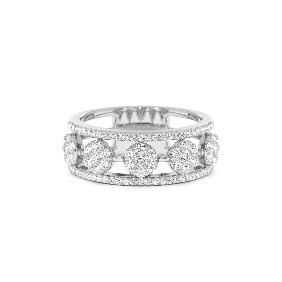 Circle Cluster Diamond Band Ring in 14K Gold — view 4