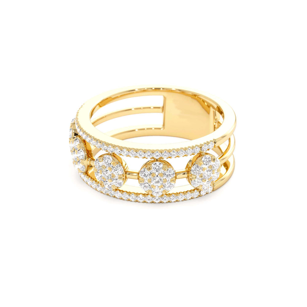 Circle Cluster Diamond Band Ring in 14K Gold — view 2