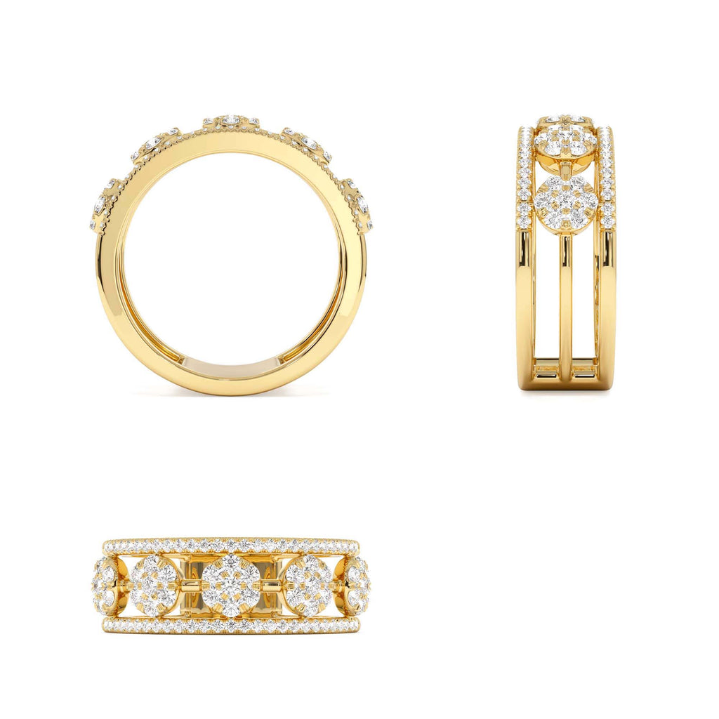 Circle Cluster Diamond Band Ring in 14K Gold — view 3