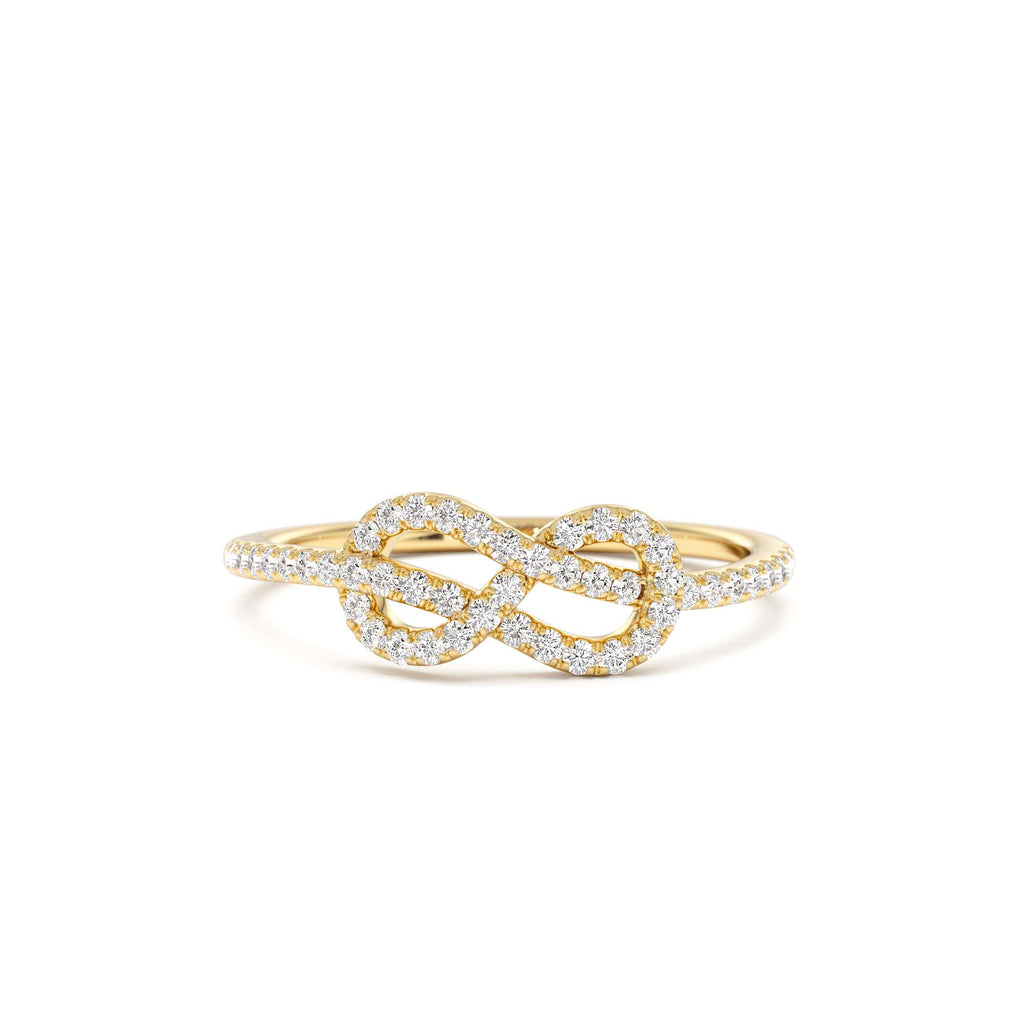 Infinity Knot Diamond Ring in 14K Gold — view 1