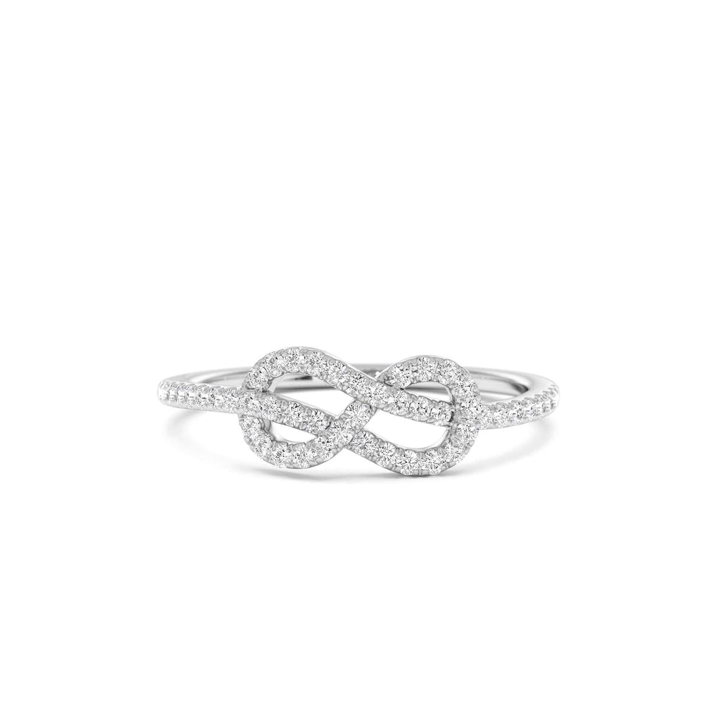 Infinity Knot Diamond Ring in 14K Gold — view 4