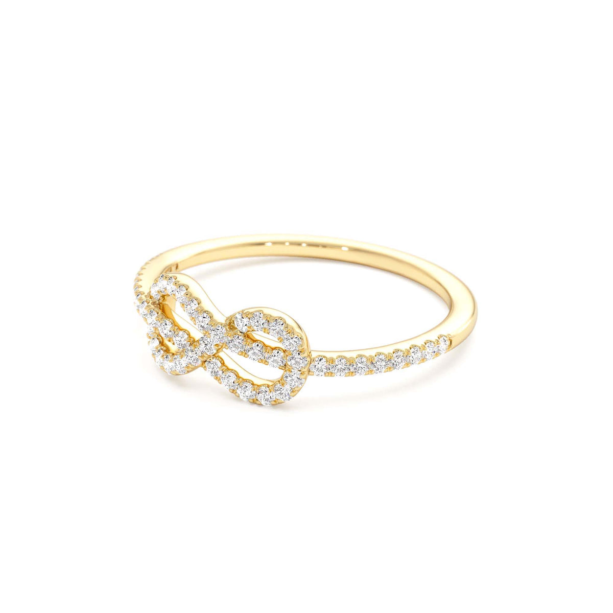 Infinity Knot Diamond Ring in 14K Gold — view 2
