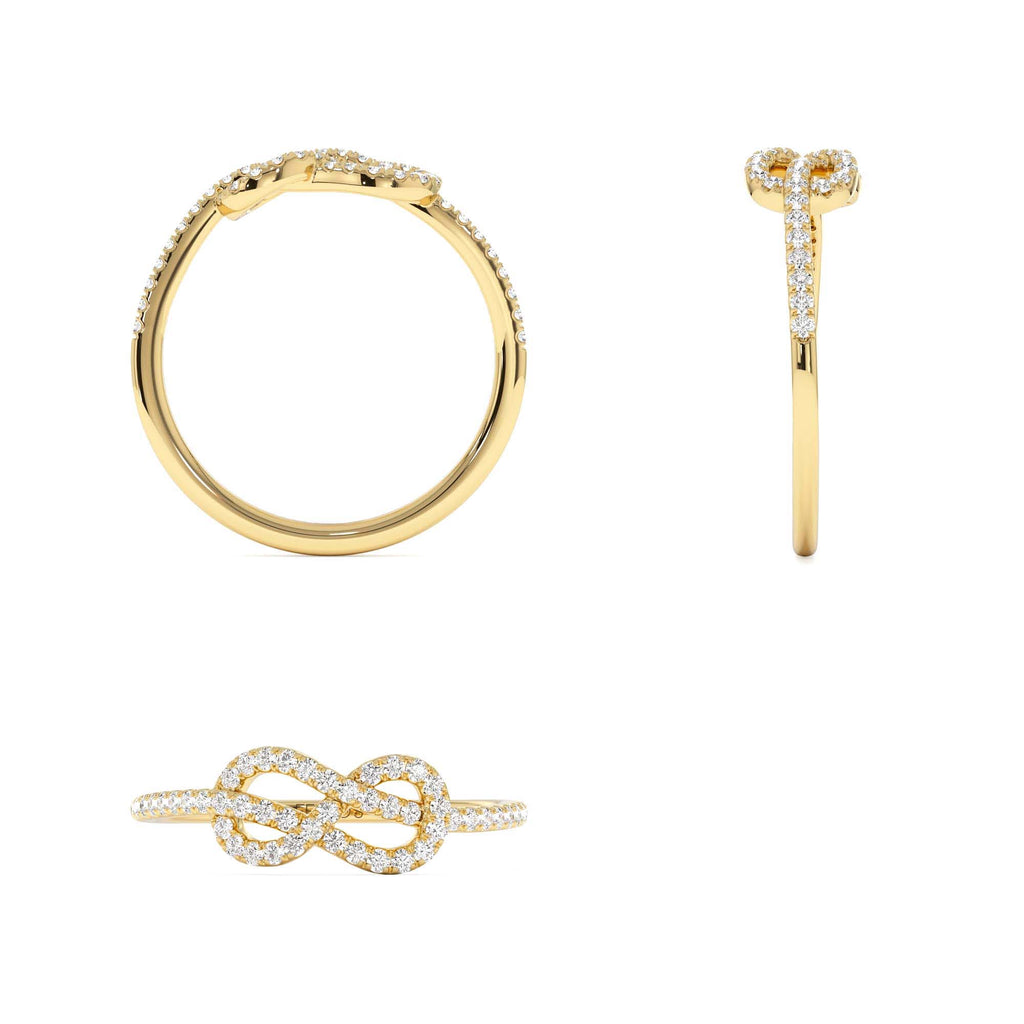 Infinity Knot Diamond Ring in 14K Gold — view 3