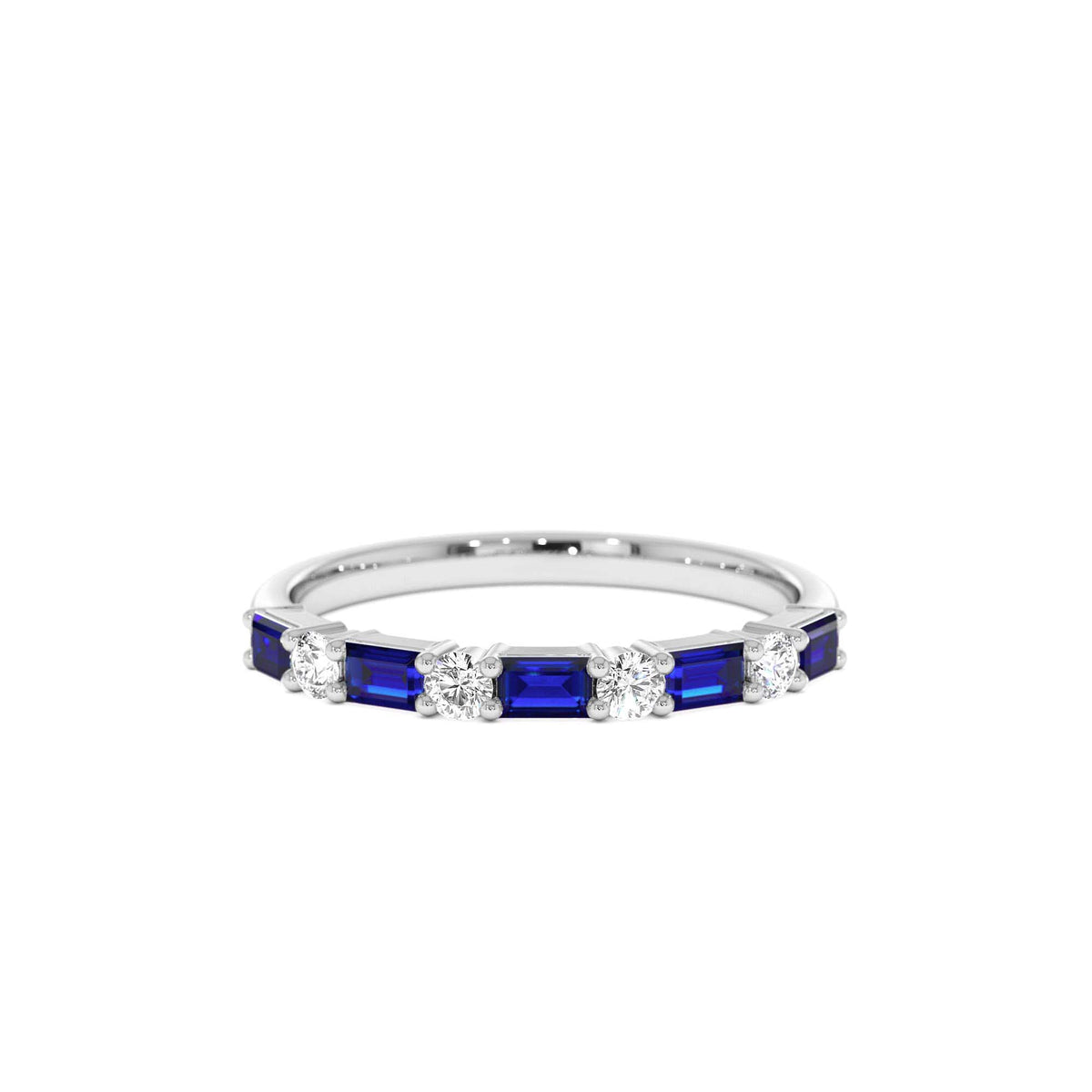 Sapphire and Diamond Prong Setting Ring in 14K Gold — view 4