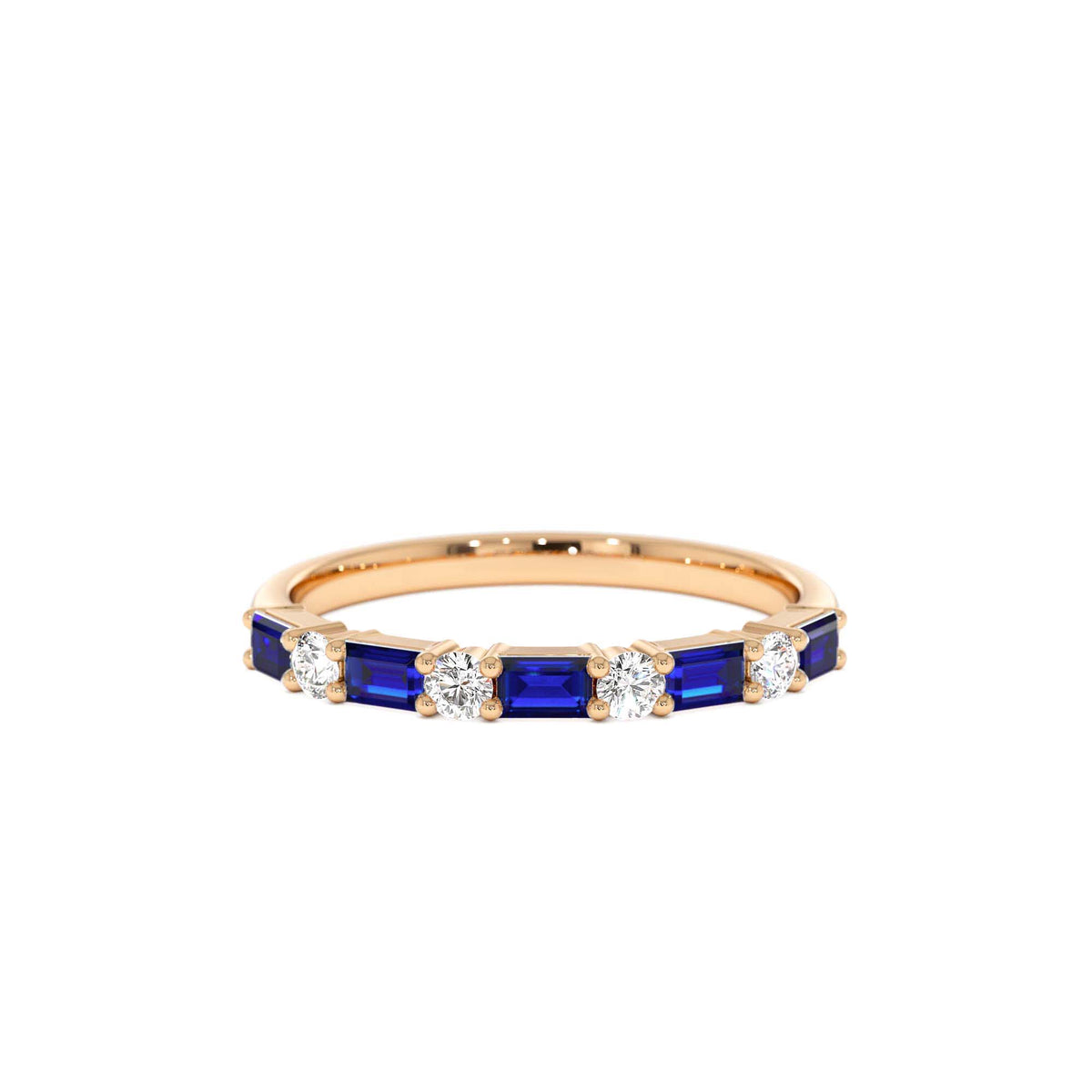 Sapphire and Diamond Prong Setting Ring in 14K Gold — view 5