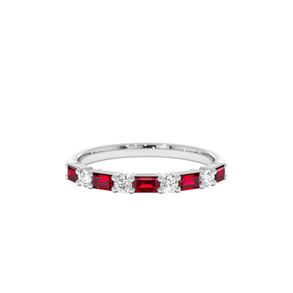 Ruby and Diamond Prong Setting Ring in 14K Gold — view 4