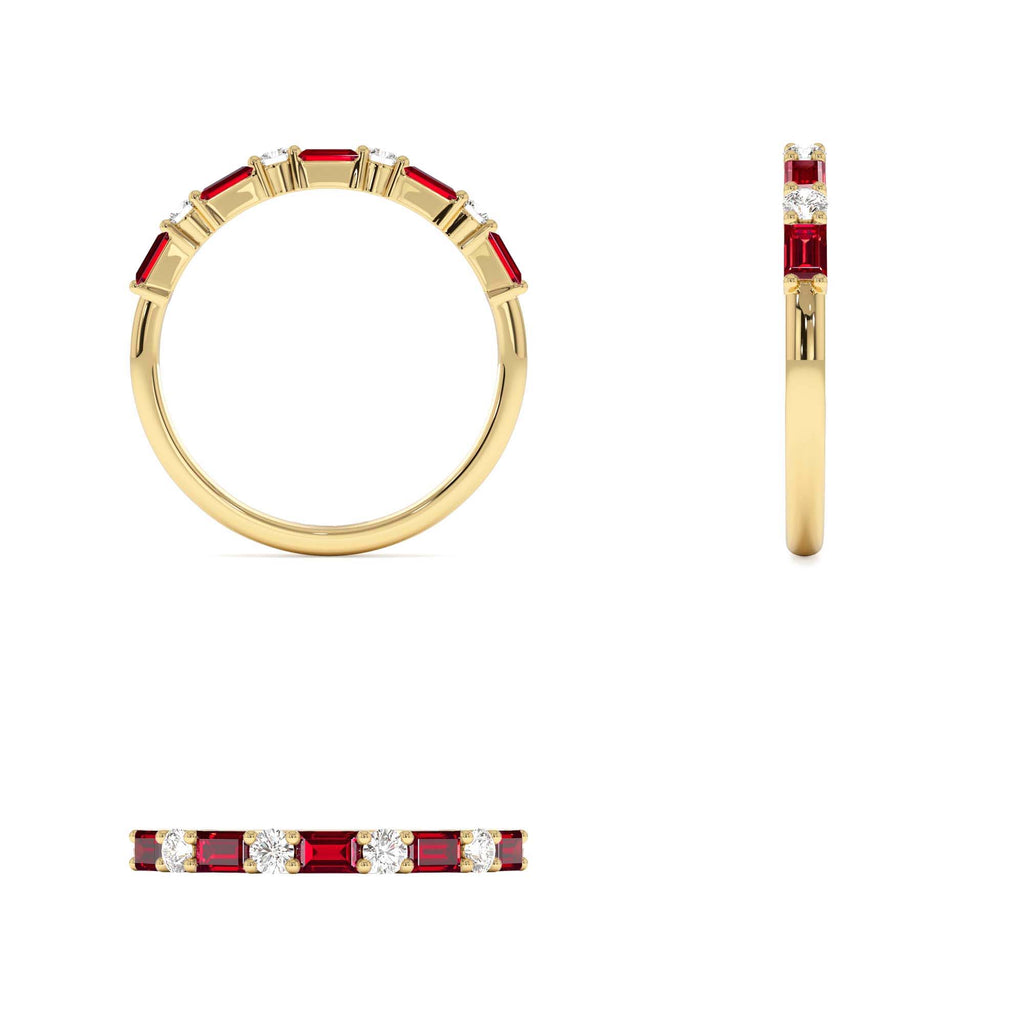 Ruby and Diamond Prong Setting Ring in 14K Gold — view 3
