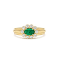 Oval Shaped Emerald with Bezel Hale Setting Ring in 14K Gold — view 1