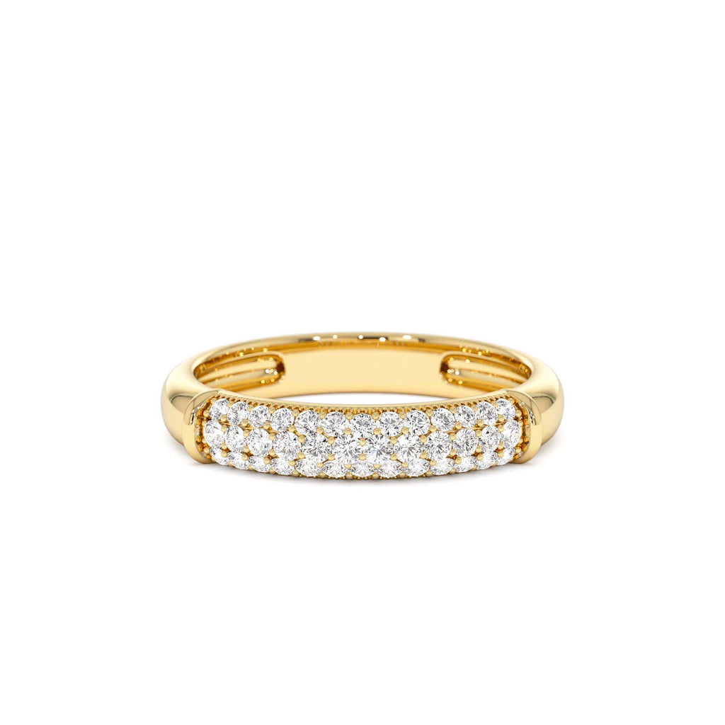 Three Row Diamond Pave Band in 14K Gold — view 1