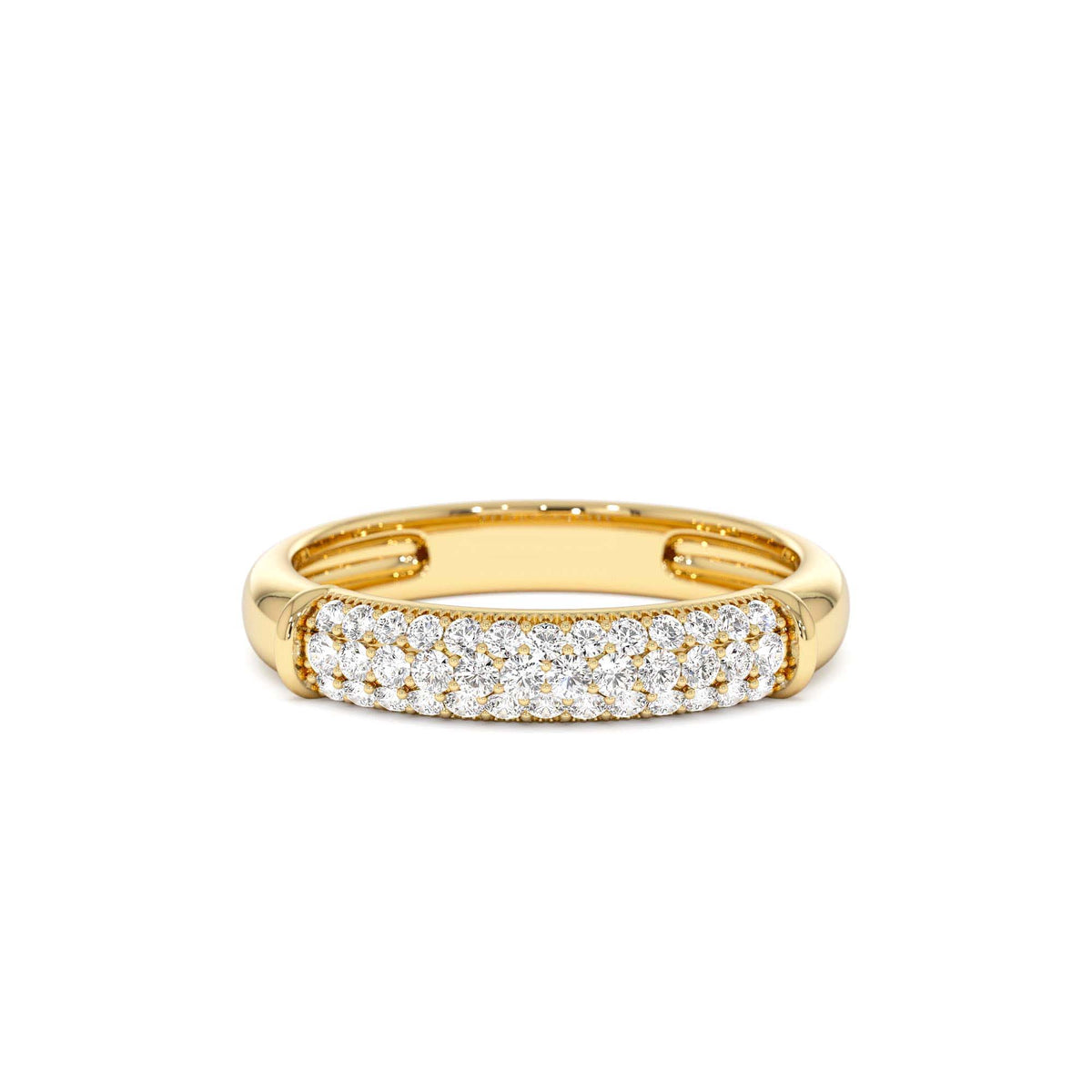 Three Row Diamond Pave Band in 14K Gold — view 1