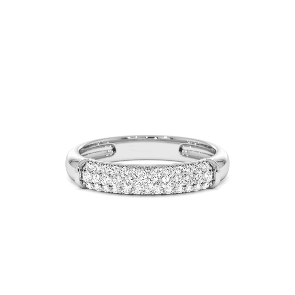 Three Row Diamond Pave Band in 14K Gold — view 4
