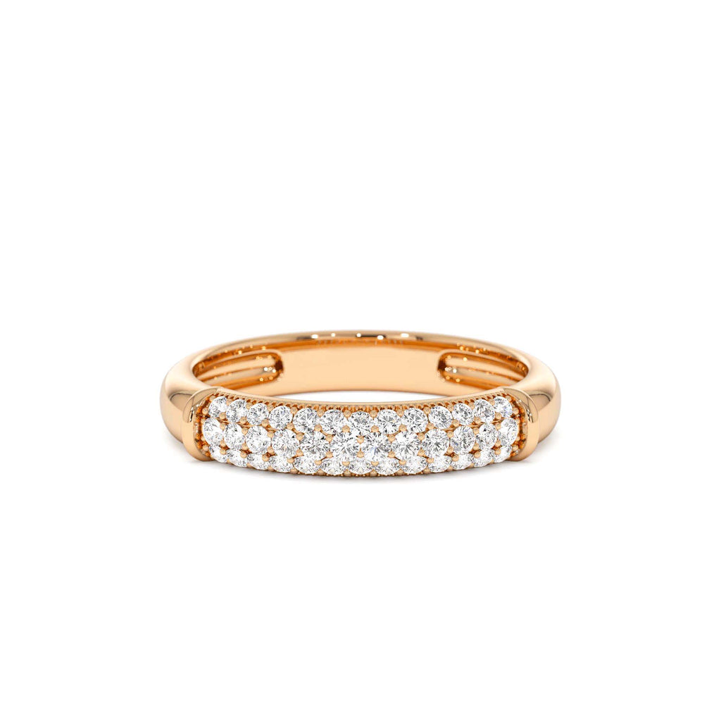 Three Row Diamond Pave Band in 14K Gold — view 5