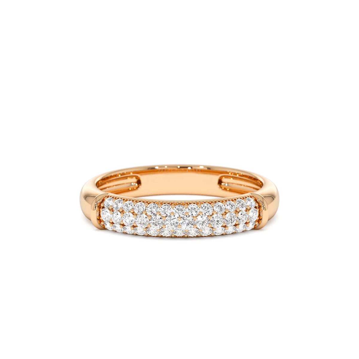 Three Row Diamond Pave Band in 14K Gold — view 5