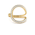 Unique Half Bezel Diamond Ring in 14K Gold — view 1