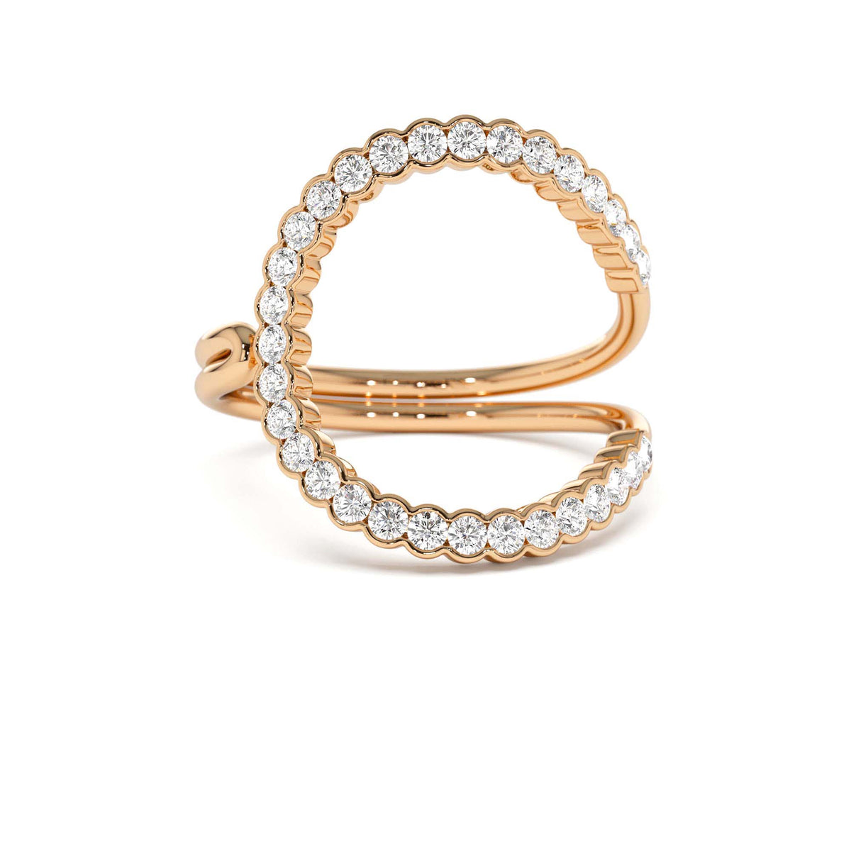Unique Half Bezel Diamond Ring in 14K Gold — view 4