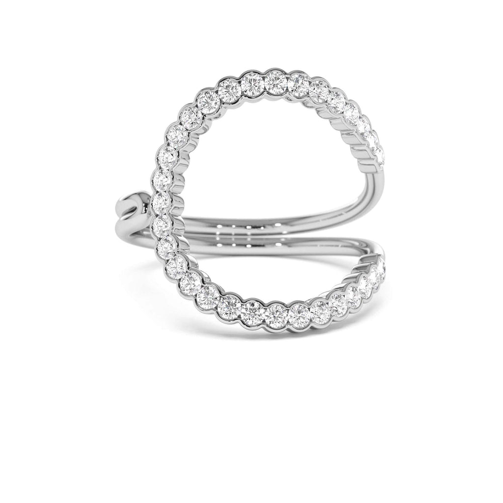Unique Half Bezel Diamond Ring in 14K Gold — view 3