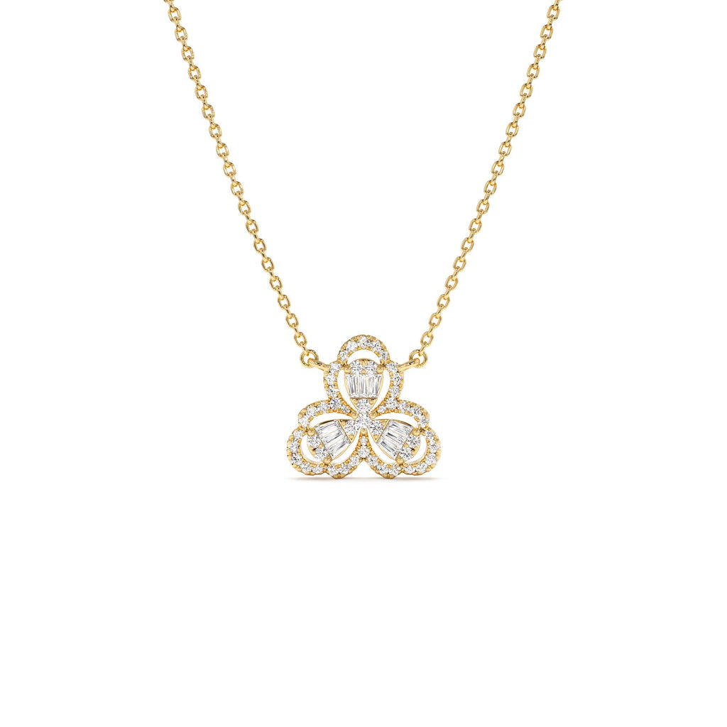 Clover Baguette Diamond Necklace in 14K Gold — view 1