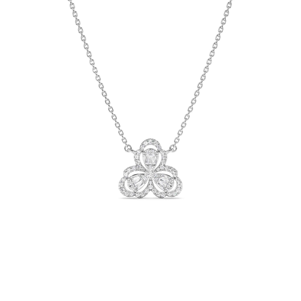 Clover Baguette Diamond Necklace in 14K Gold — view 2