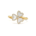 Baguette & Round Diamond Flower Ring in 14K Gold — view 1