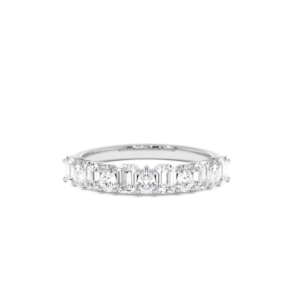 Emerald and Pear Shape Diamond Ring in 14K Gold — view 4