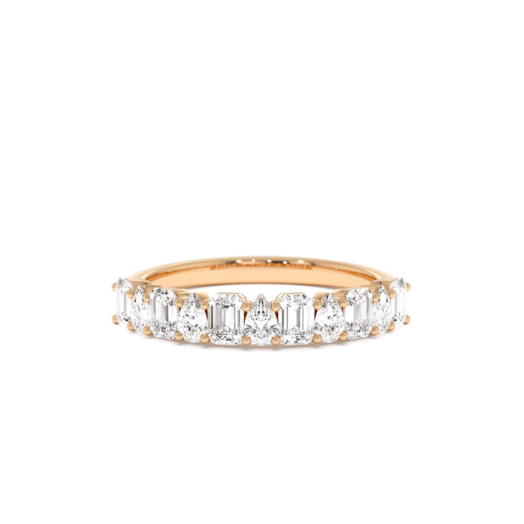 Emerald and Pear Shape Diamond Ring in 14K Gold — view 5