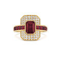 Unique Ruby and Diamond Art Deco Ring in 14K Gold — view 1