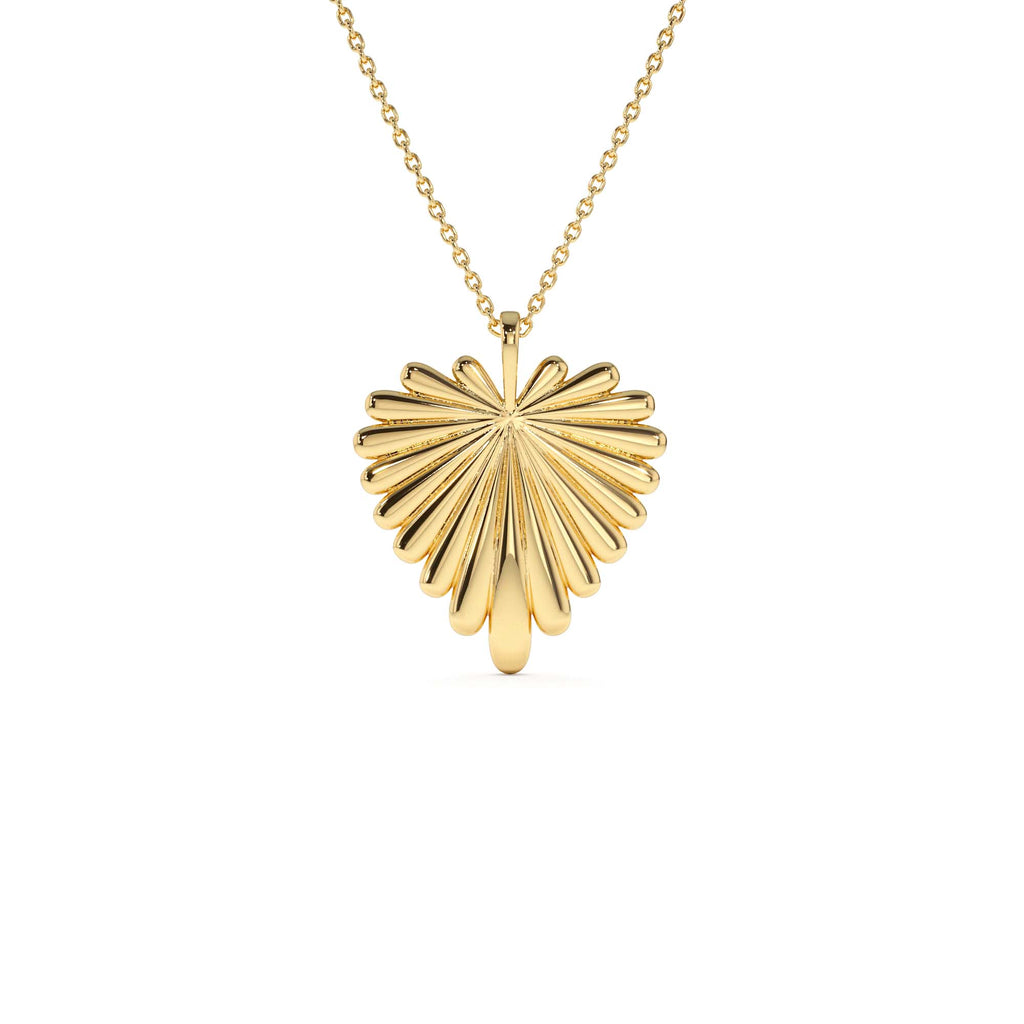 Sunburst Heart Necklace in 14K Gold — view 1