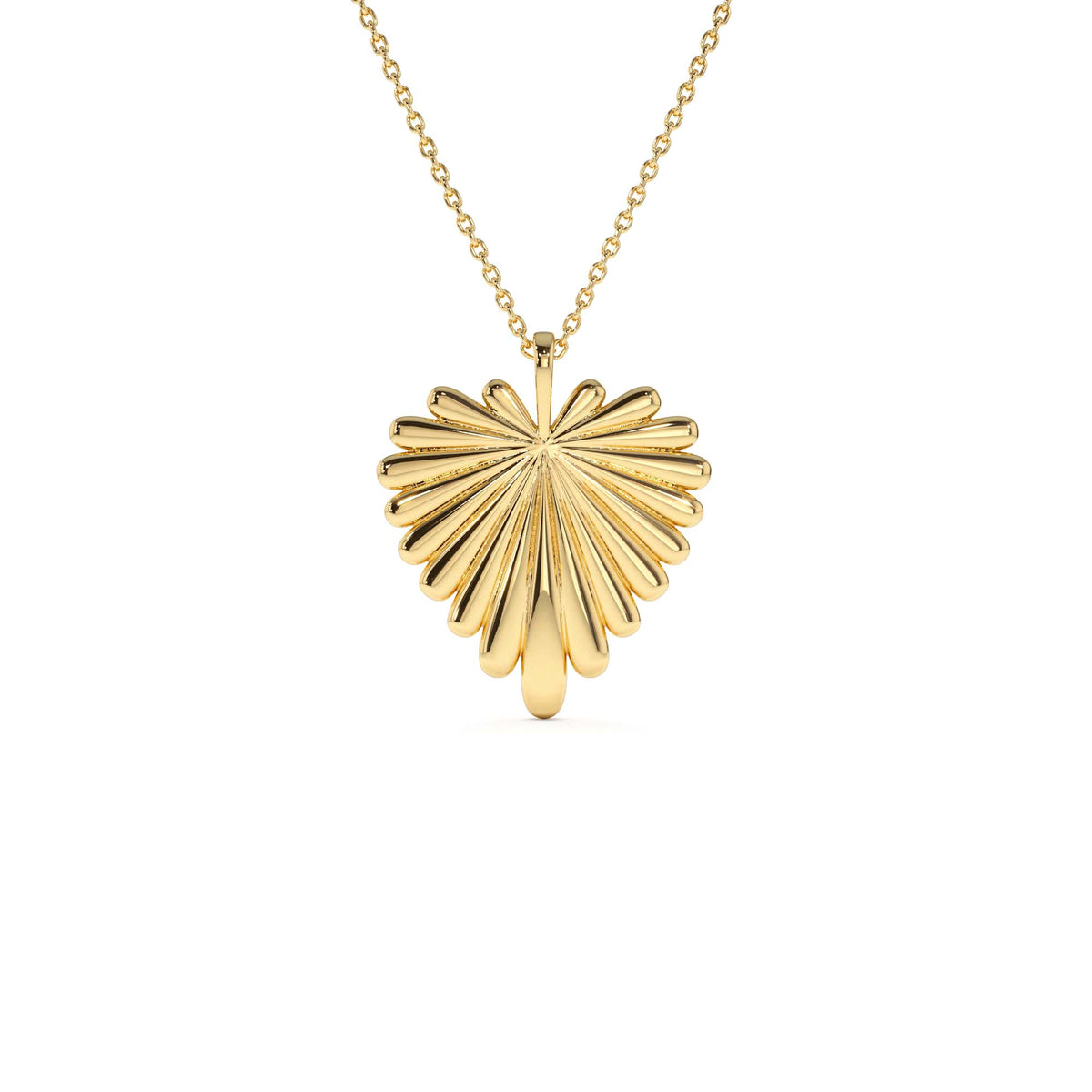 Sunburst Heart Necklace in 14K Gold — view 1