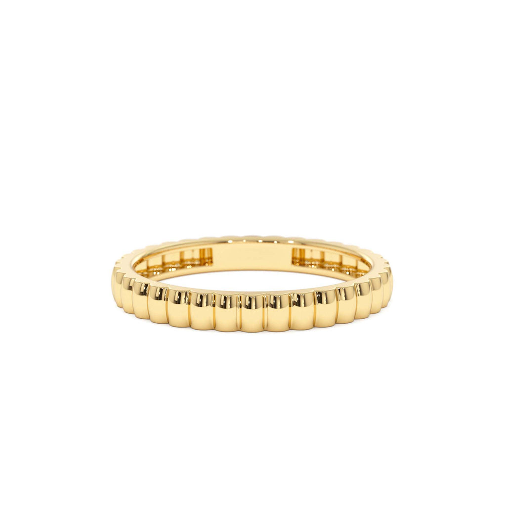 2.5MM Ribbed Gold Band in 14K Gold — view 1
