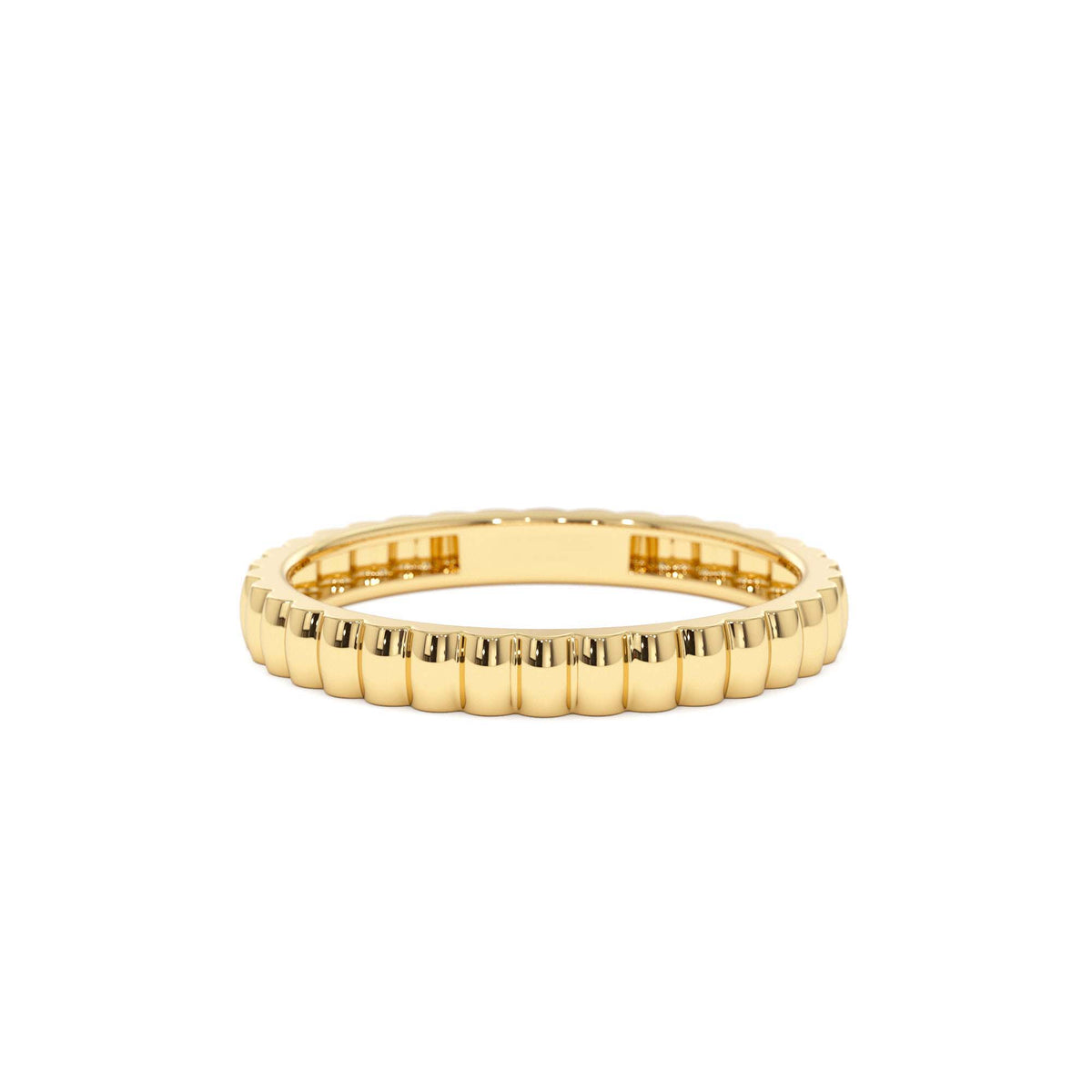 2.5MM Ribbed Gold Band in 14K Gold — view 1