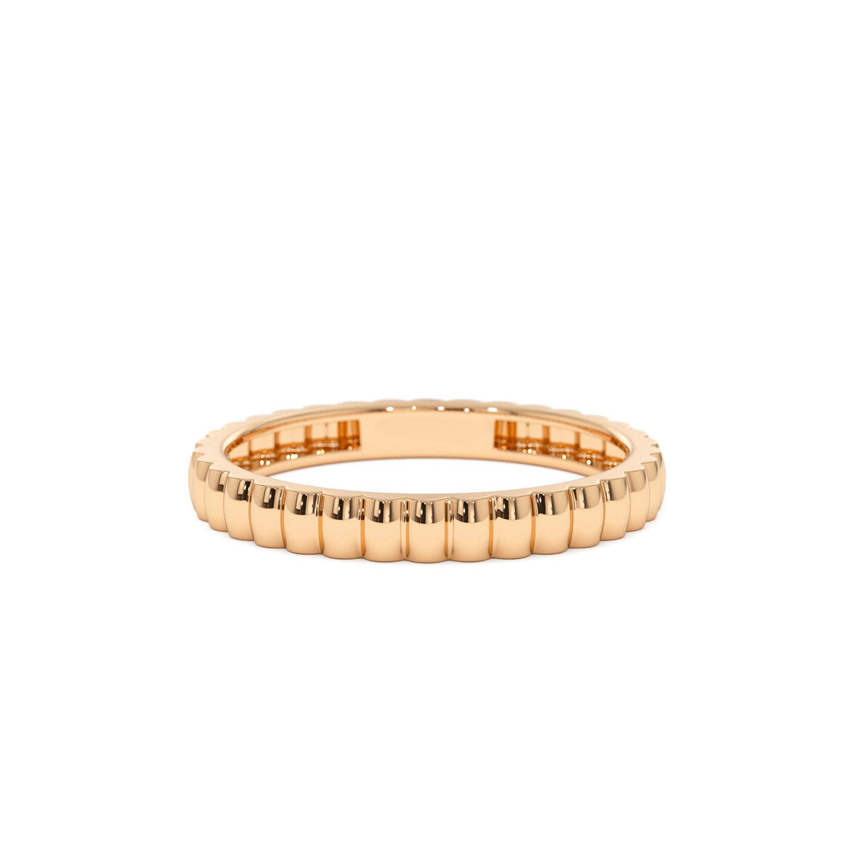 2.5MM Ribbed Gold Band in 14K Gold — view 5