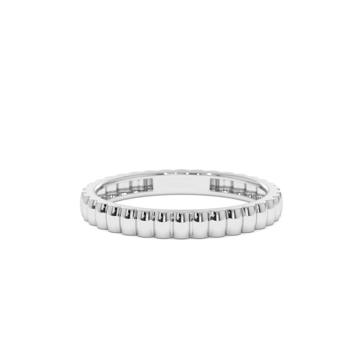 2.5MM Ribbed Gold Band in 14K Gold — view 4