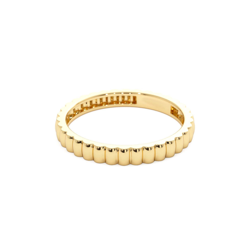 2.5MM Ribbed Gold Band in 14K Gold — view 2